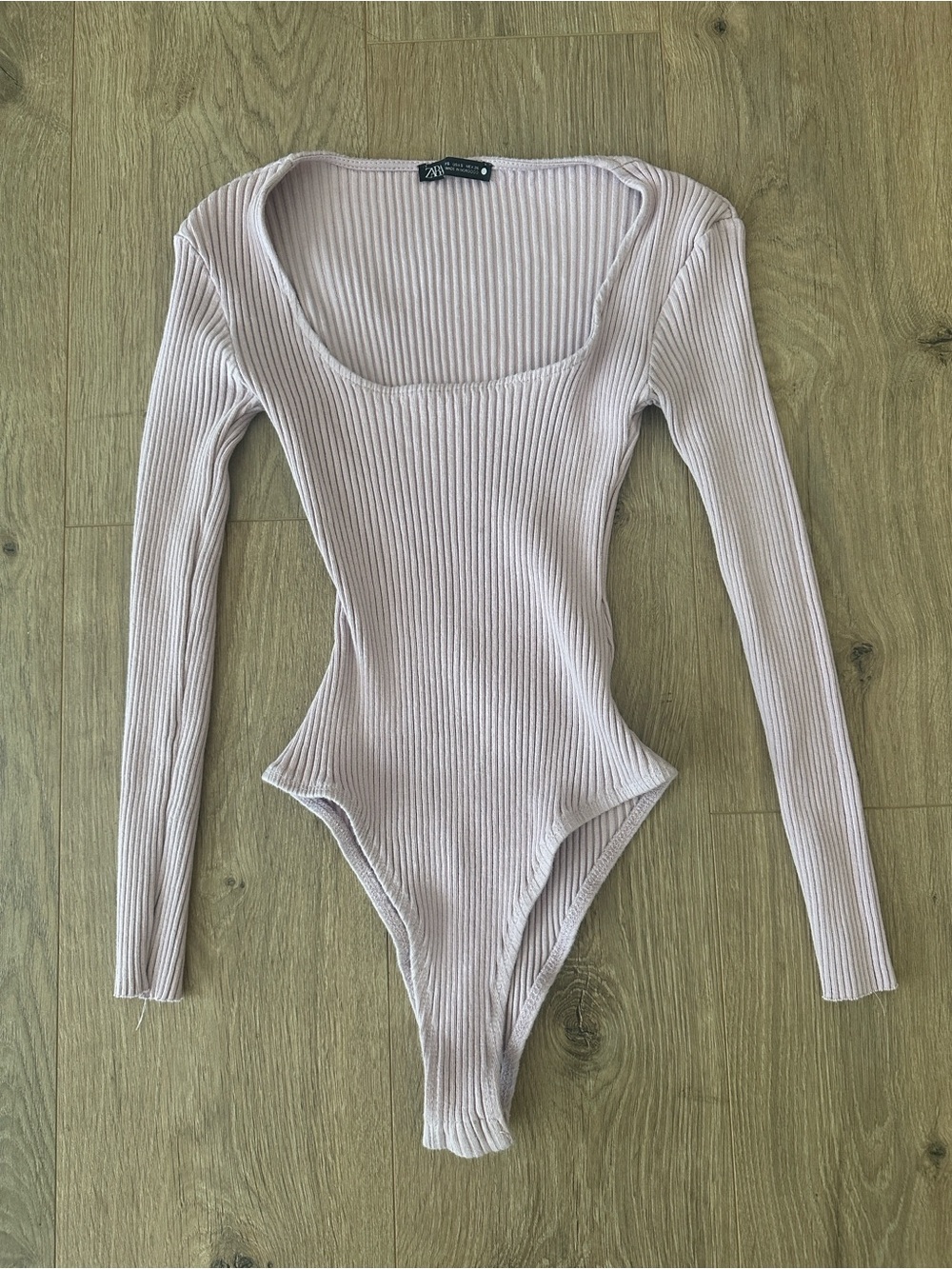 Ribbed Long Sleeve Square Neck Bodysuit